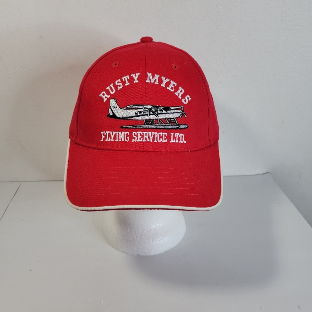 Mens Rusty Myers Flying Service Red Adjustable Hat by Kay Jet